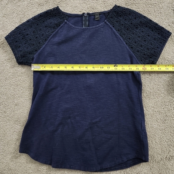 J Crew Short Sleeve Top with Lace Detail - Picture 7 of 10